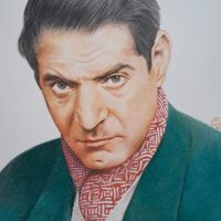 سیّد محمّدحسین بهجت تبریزی اجرا شده با تکنیک مدادرنگ